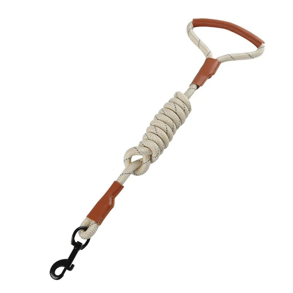 Heavy Duty Nylon Rope Dog Leash 5ft White and Brown Pet Leash Lead with Grip NEW